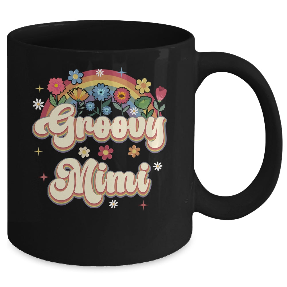 Groovy Mimi Retro Hippie Peace Sign Floral Mothers Day Mug | siriusteestore