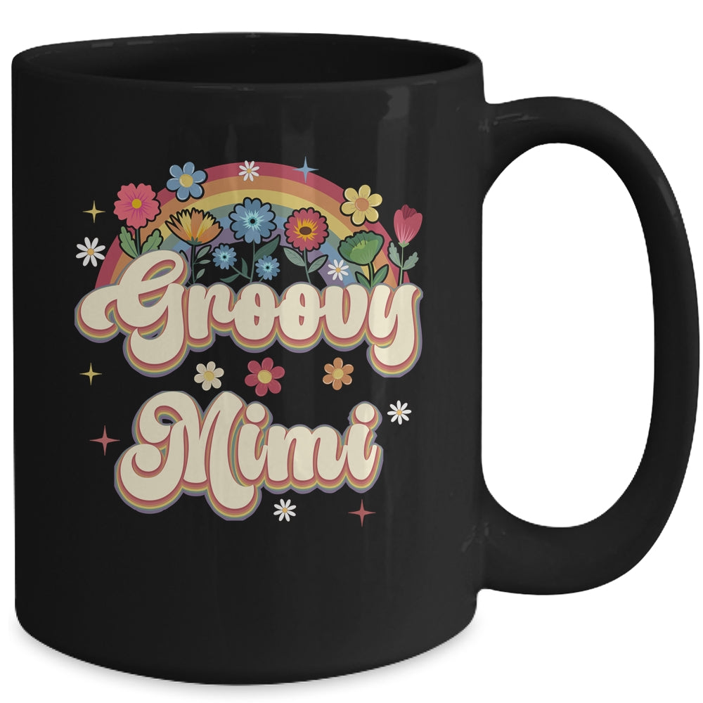 Groovy Mimi Retro Hippie Peace Sign Floral Mothers Day Mug | siriusteestore