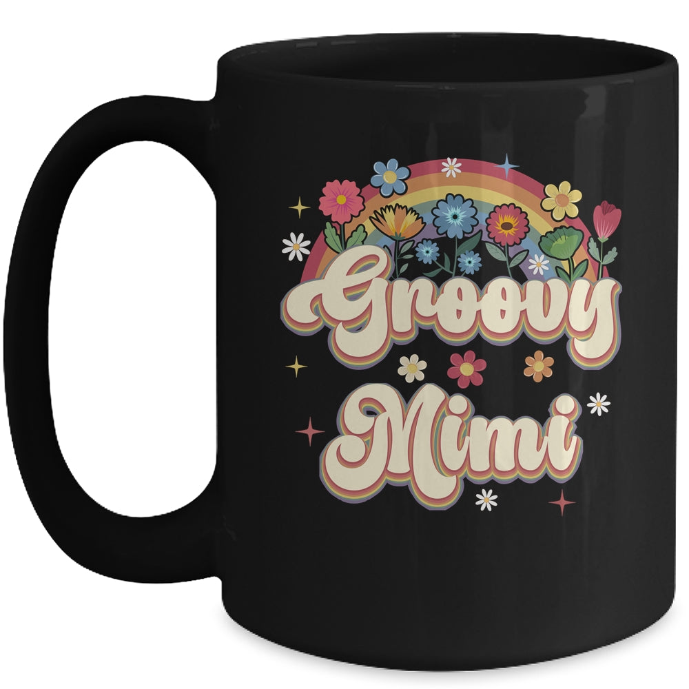 Groovy Mimi Retro Hippie Peace Sign Floral Mothers Day Mug | siriusteestore