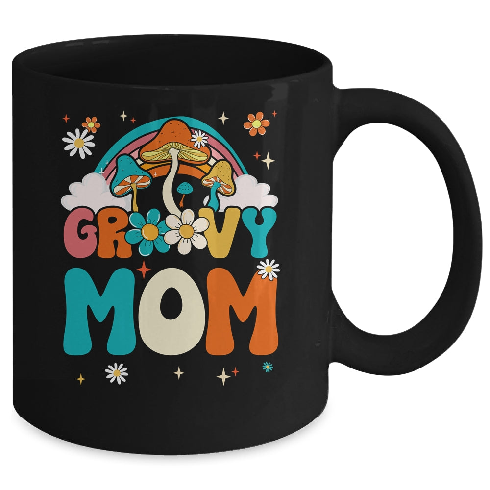Groovy Mom Birthday Party Theme Decorations Rainbow Family Mug | siriusteestore