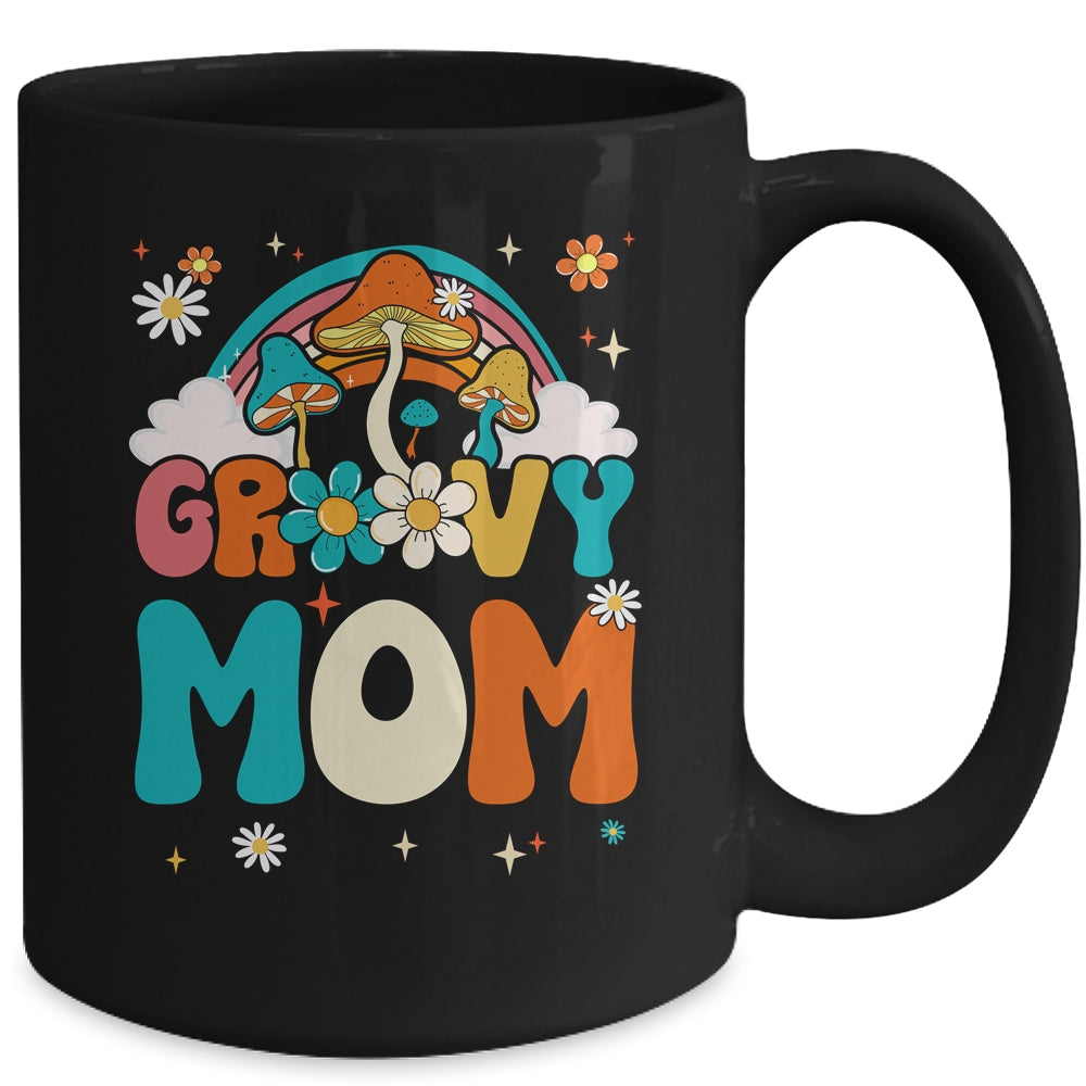 Groovy Mom Birthday Party Theme Decorations Rainbow Family Mug | siriusteestore