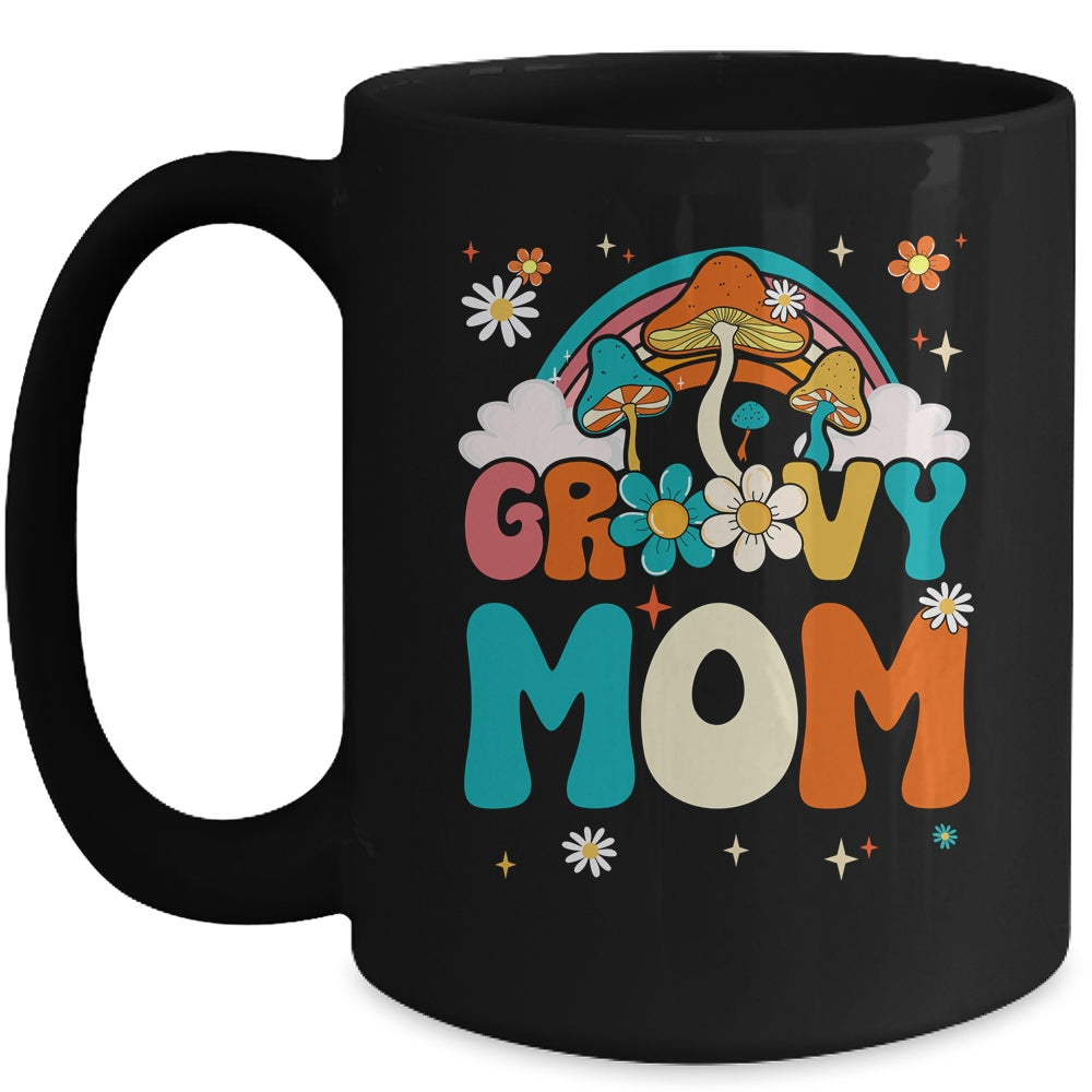 Groovy Mom Birthday Party Theme Decorations Rainbow Family Mug | siriusteestore