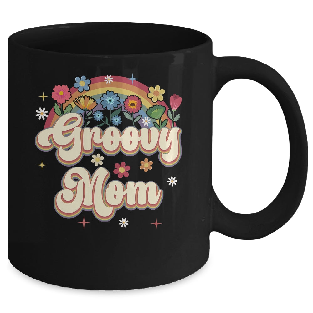 Groovy Mom Retro Hippie Peace Sign Floral Mothers Day Mug | siriusteestore