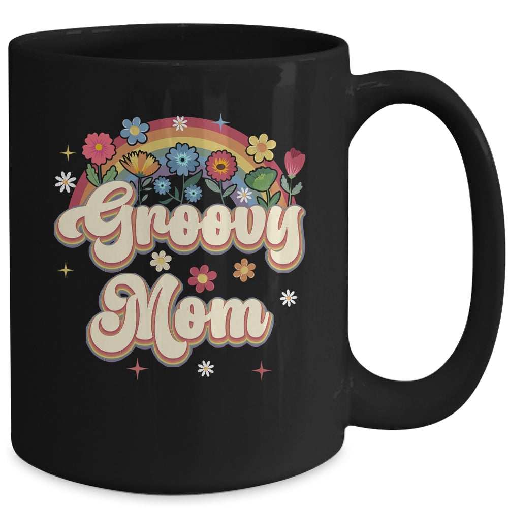 Groovy Mom Retro Hippie Peace Sign Floral Mothers Day Mug | siriusteestore