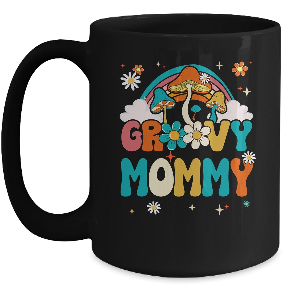 Groovy Mommy Birthday Party Theme Decorations Rainbow Family Mug | siriusteestore