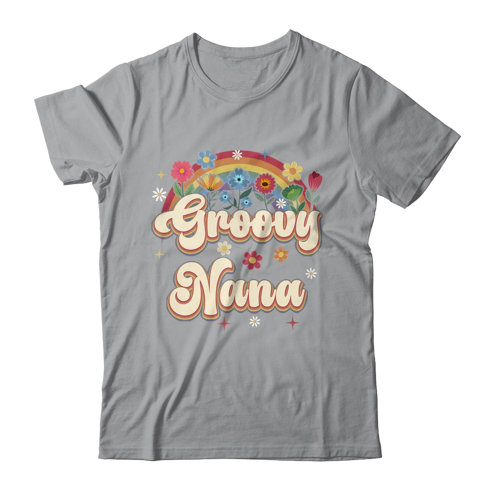 Groovy Nana Retro Hippie Peace Sign Floral Mothers Day Shirt & Tank Top | siriusteestore