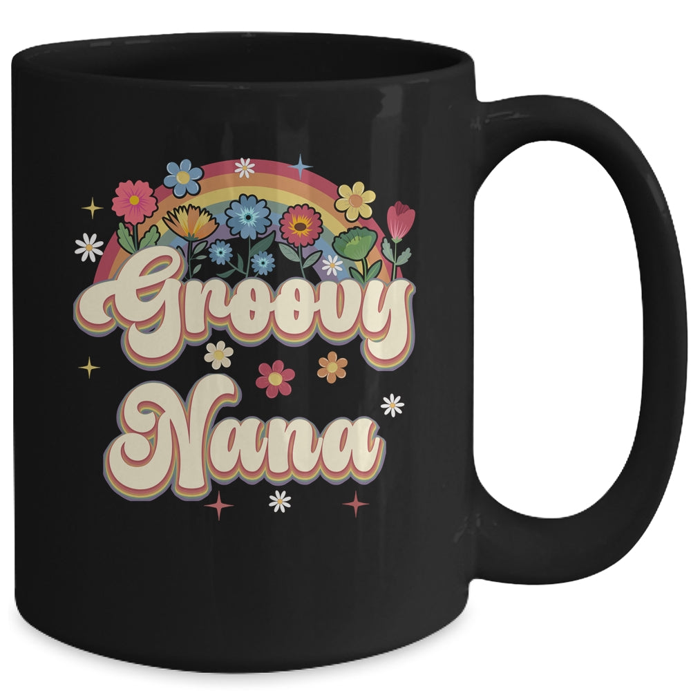 Groovy Nana Retro Hippie Peace Sign Floral Mothers Day Mug | siriusteestore