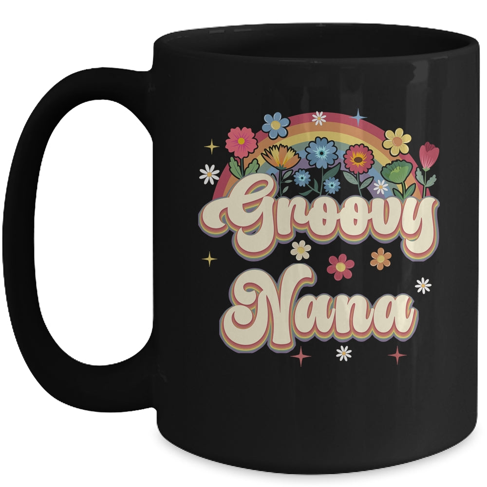 Groovy Nana Retro Hippie Peace Sign Floral Mothers Day Mug | siriusteestore