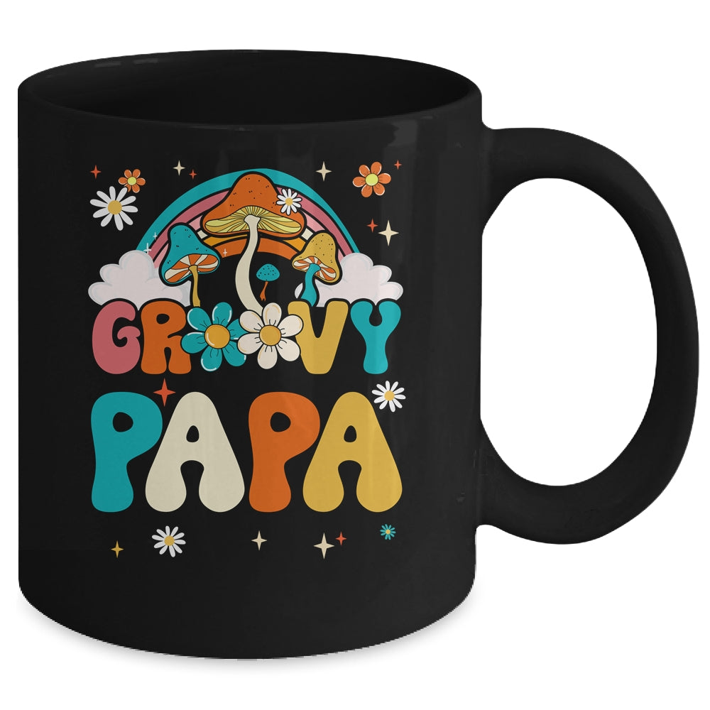 Groovy Papa Birthday Party Theme Decorations Rainbow Family Mug | siriusteestore