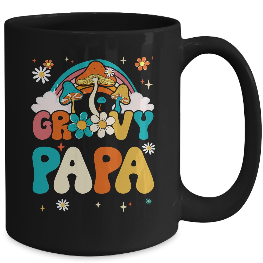 Groovy Papa Birthday Party Theme Decorations Rainbow Family Mug | siriusteestore