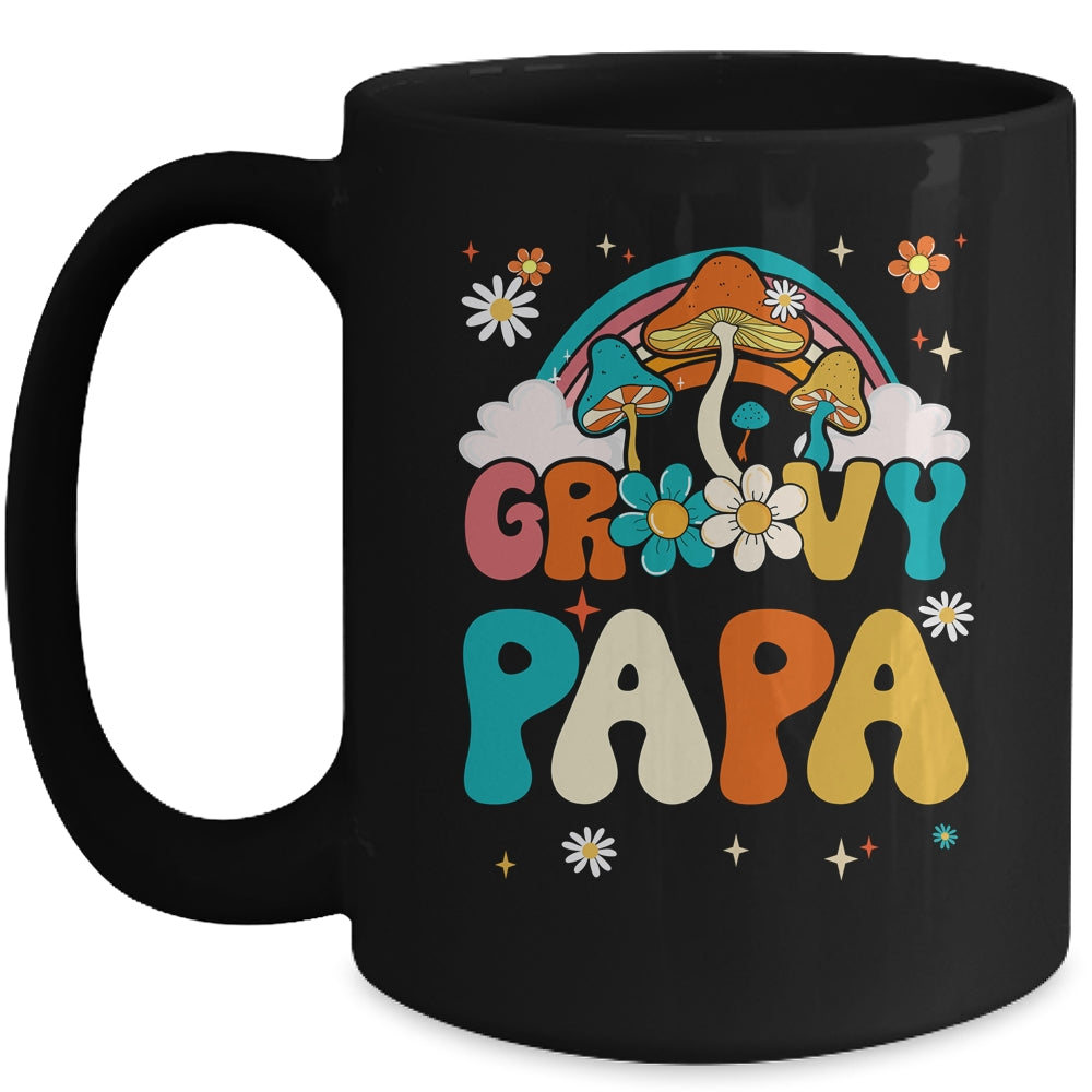 Groovy Papa Birthday Party Theme Decorations Rainbow Family Mug | siriusteestore