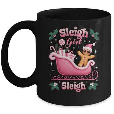 Groovy Pink Christmas Candy Sleigh Girl Gingerbread Holiday Mug | siriusteestore