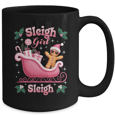 Groovy Pink Christmas Candy Sleigh Girl Gingerbread Holiday Mug | siriusteestore