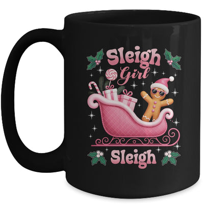 Groovy Pink Christmas Candy Sleigh Girl Gingerbread Holiday Mug | siriusteestore