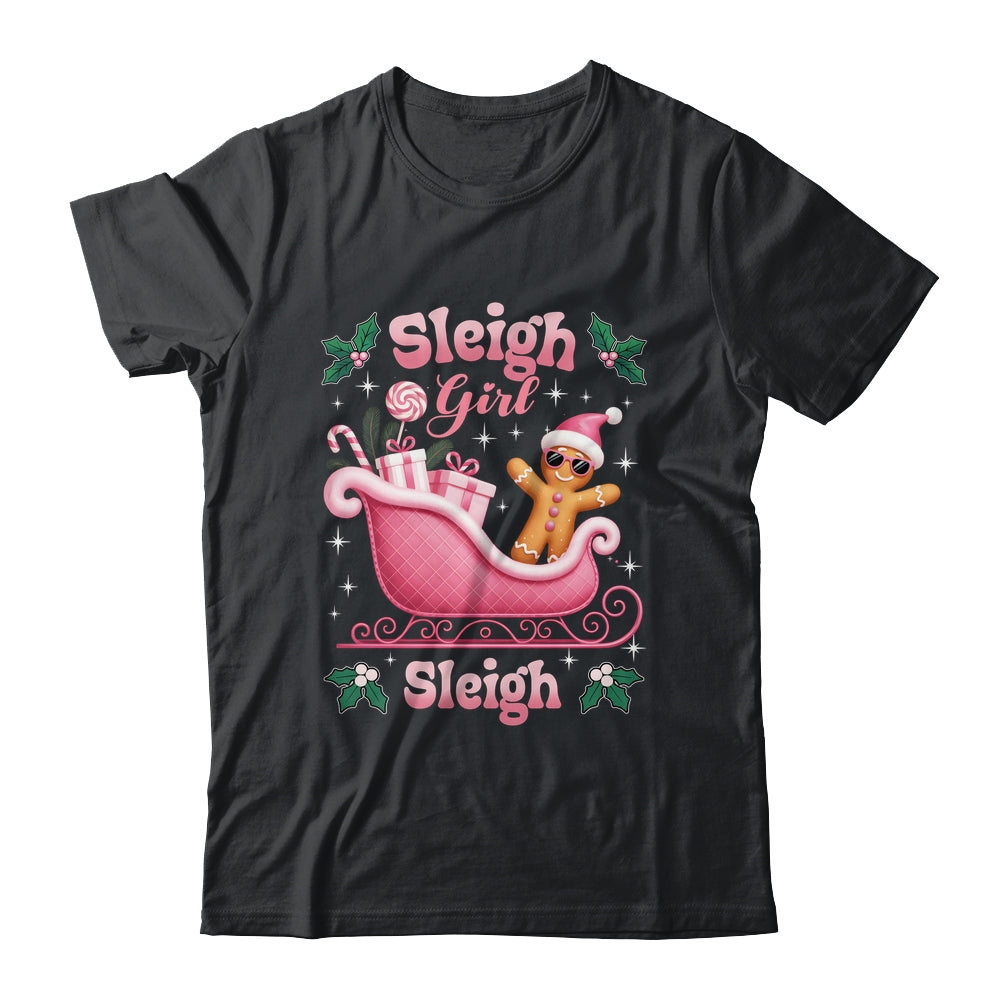 Groovy Pink Christmas Candy Sleigh Girl Gingerbread Holiday Shirt & Sweatshirt | siriusteestore