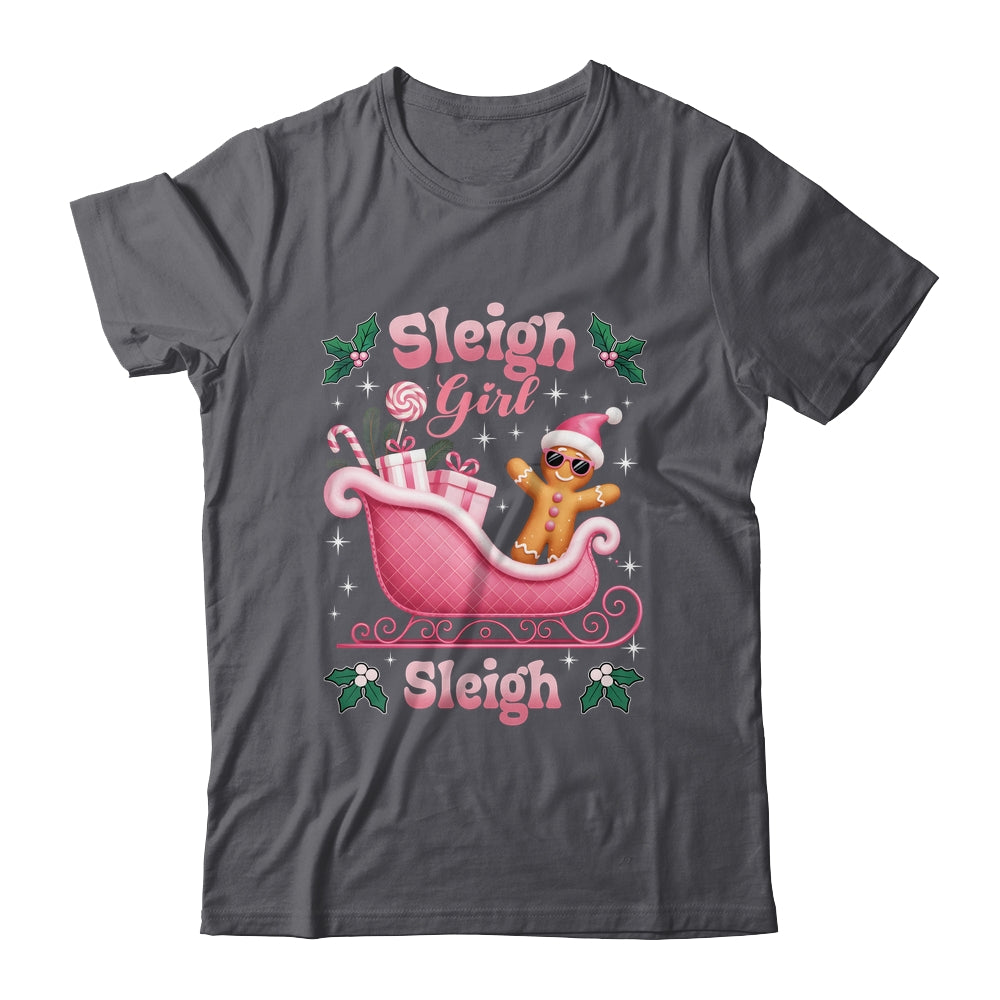 Groovy Pink Christmas Candy Sleigh Girl Gingerbread Holiday Shirt & Sweatshirt | siriusteestore