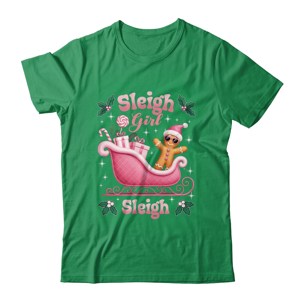 Groovy Pink Christmas Candy Sleigh Girl Gingerbread Holiday Shirt & Sweatshirt | siriusteestore