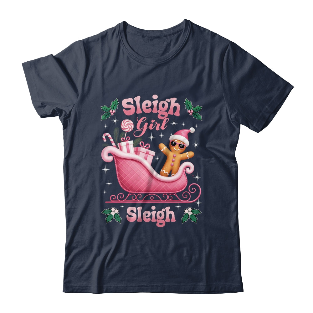 Groovy Pink Christmas Candy Sleigh Girl Gingerbread Holiday Shirt & Sweatshirt | siriusteestore