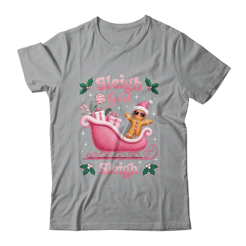 Groovy Pink Christmas Candy Sleigh Girl Gingerbread Holiday Shirt & Sweatshirt | siriusteestore