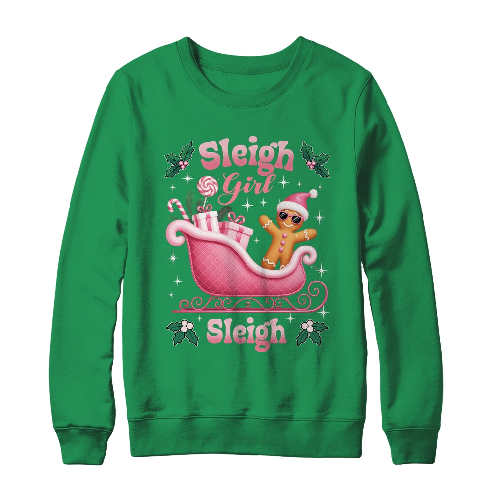 Groovy Pink Christmas Candy Sleigh Girl Gingerbread Holiday Shirt & Sweatshirt | siriusteestore