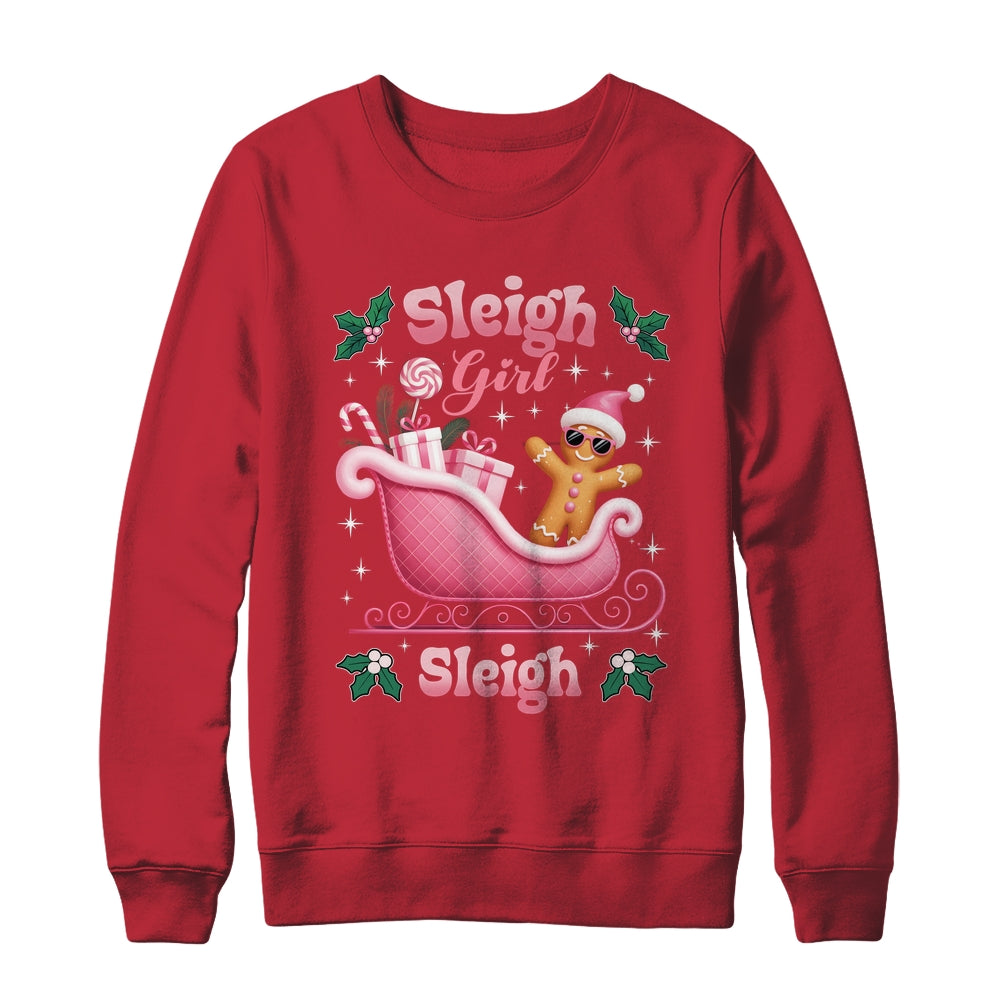 Groovy Pink Christmas Candy Sleigh Girl Gingerbread Holiday Shirt & Sweatshirt | siriusteestore