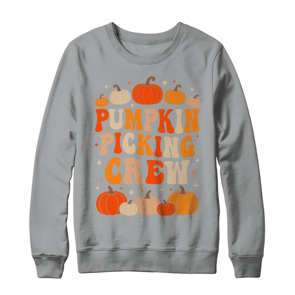 Groovy Pumpkin Picking Crew Matching Family Group Autumn Shirt & Sweatshirt | siriusteestore