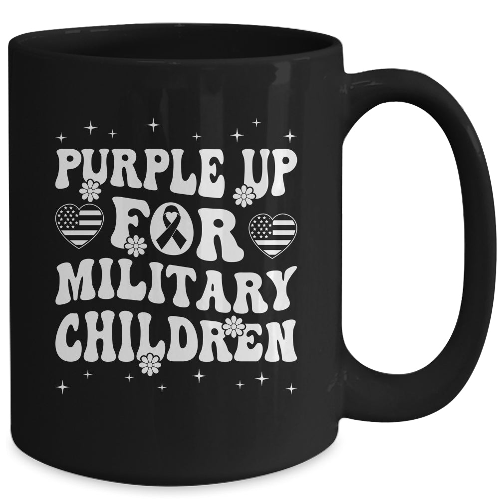 Groovy Purple Up For Military Kids Military Child Month Mug | siriusteestore