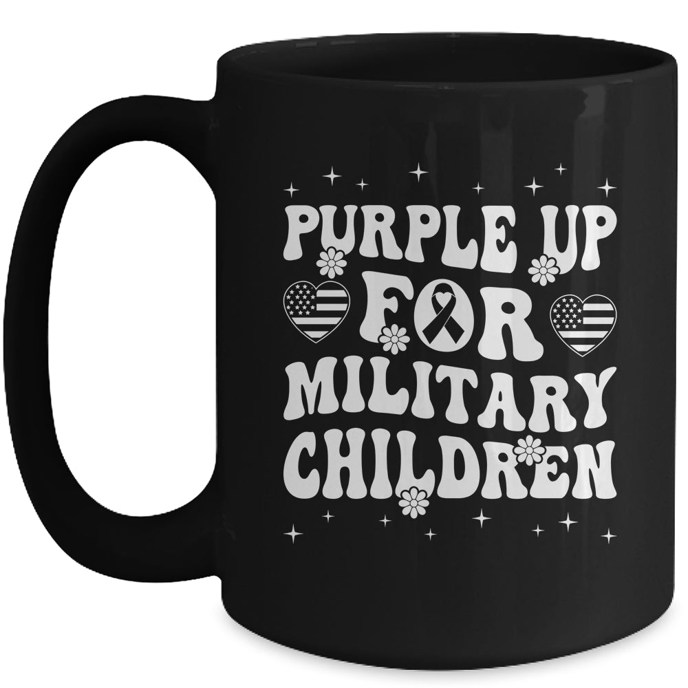 Groovy Purple Up For Military Kids Military Child Month Mug | siriusteestore