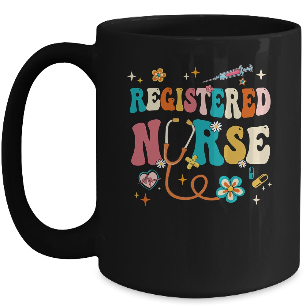 Groovy RN Registered Nurse Week Nursing Stethoscope Cute Mug | siriusteestore