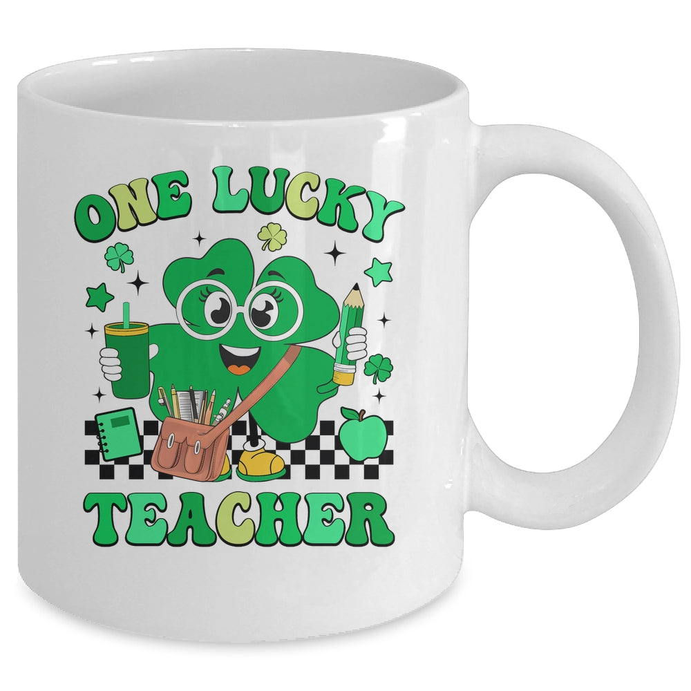 Groovy Shamrock One Lucky Teacher St Patricks Day Men Women Mug | siriusteestore