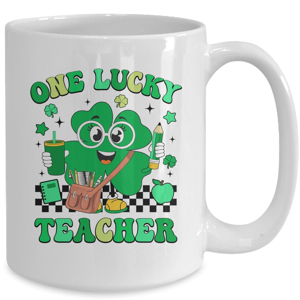 Groovy Shamrock One Lucky Teacher St Patricks Day Men Women Mug | siriusteestore