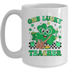 Groovy Shamrock One Lucky Teacher St Patricks Day Men Women Mug | siriusteestore