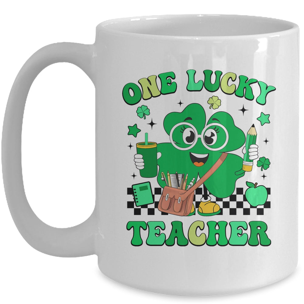 Groovy Shamrock One Lucky Teacher St Patricks Day Men Women Mug | siriusteestore