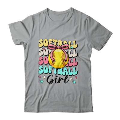 Groovy Softball Girl Girls Coquette Bow Softball Women Shirt & Tank Top | siriusteestore