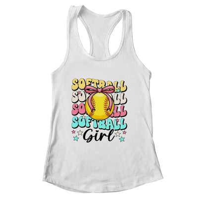 Groovy Softball Girl Girls Coquette Bow Softball Women Shirt & Tank Top | siriusteestore