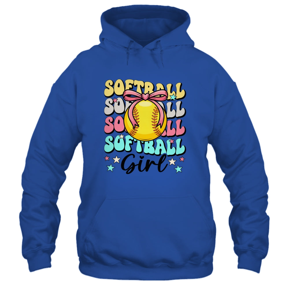 Groovy Softball Girl Girls Coquette Bow Softball Women Shirt & Tank Top | siriusteestore