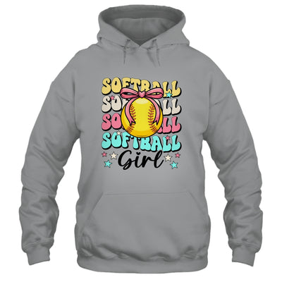 Groovy Softball Girl Girls Coquette Bow Softball Women Shirt & Tank Top | siriusteestore