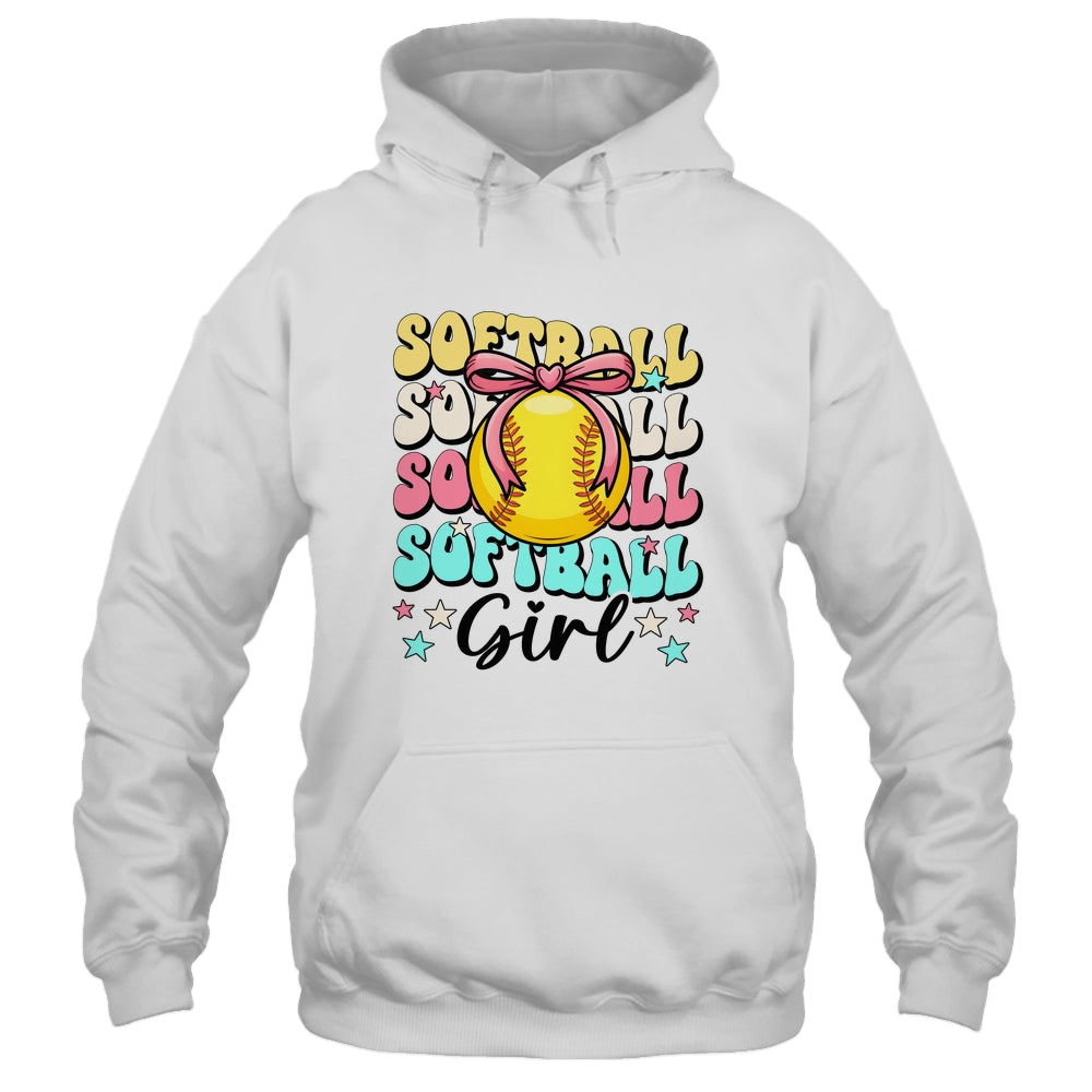 Groovy Softball Girl Girls Coquette Bow Softball Women Shirt & Tank Top | siriusteestore