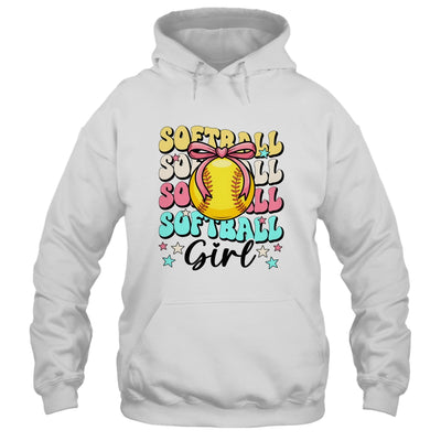 Groovy Softball Girl Girls Coquette Bow Softball Women Shirt & Tank Top | siriusteestore