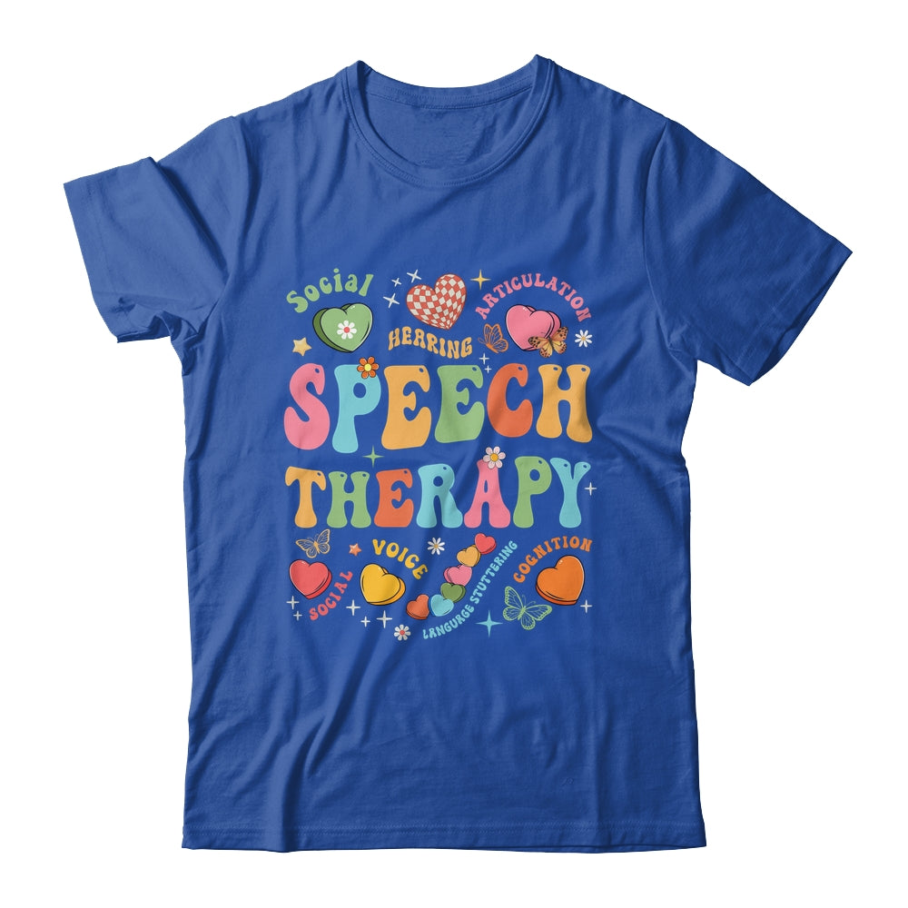 Groovy Speech Therapy Language Pathologist SLP Heart Love Shirt & Tank Top | siriusteestore
