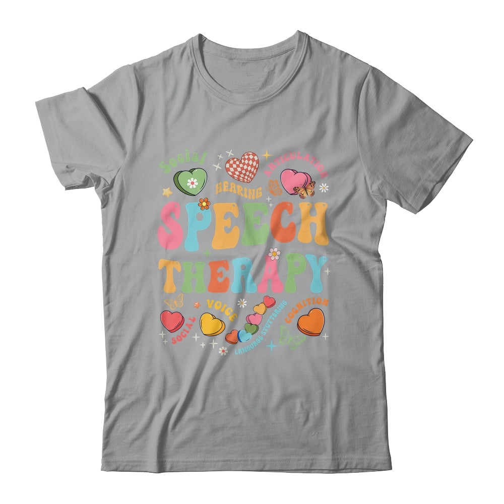Groovy Speech Therapy Language Pathologist SLP Heart Love Shirt & Tank Top | siriusteestore