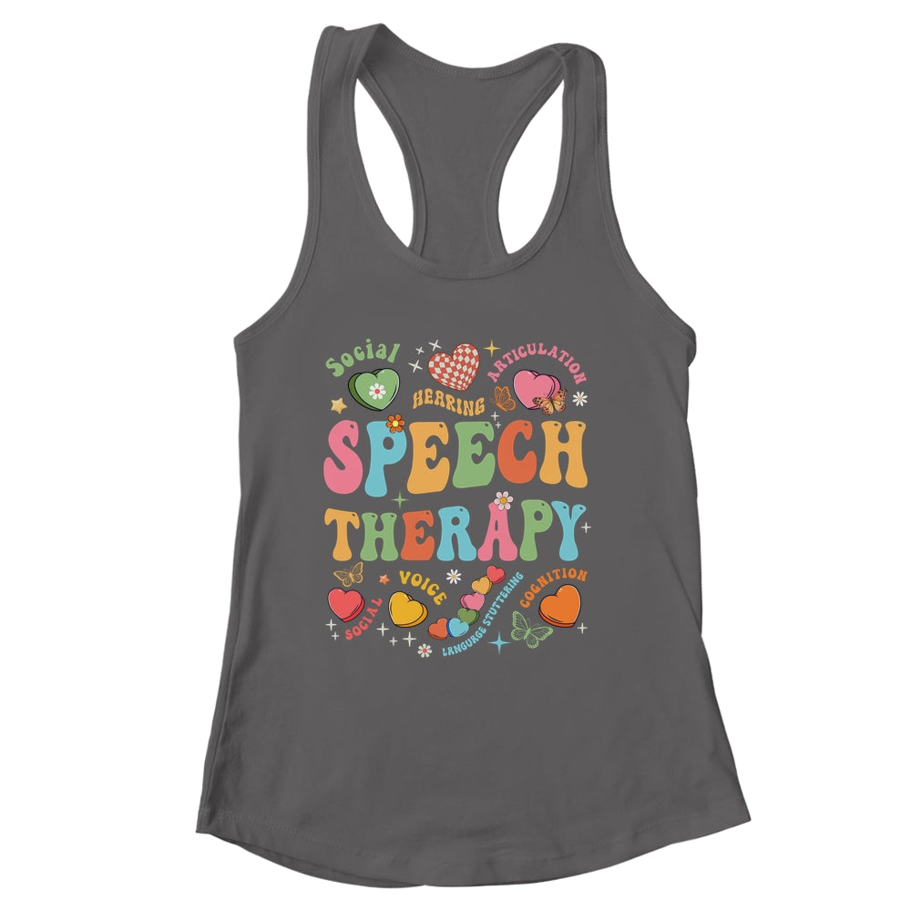 Groovy Speech Therapy Language Pathologist SLP Heart Love Shirt & Tank Top | siriusteestore