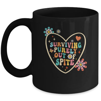 Groovy Surviving Purely Out Of Spite A Humorous Funny Joke Mug | siriusteestore