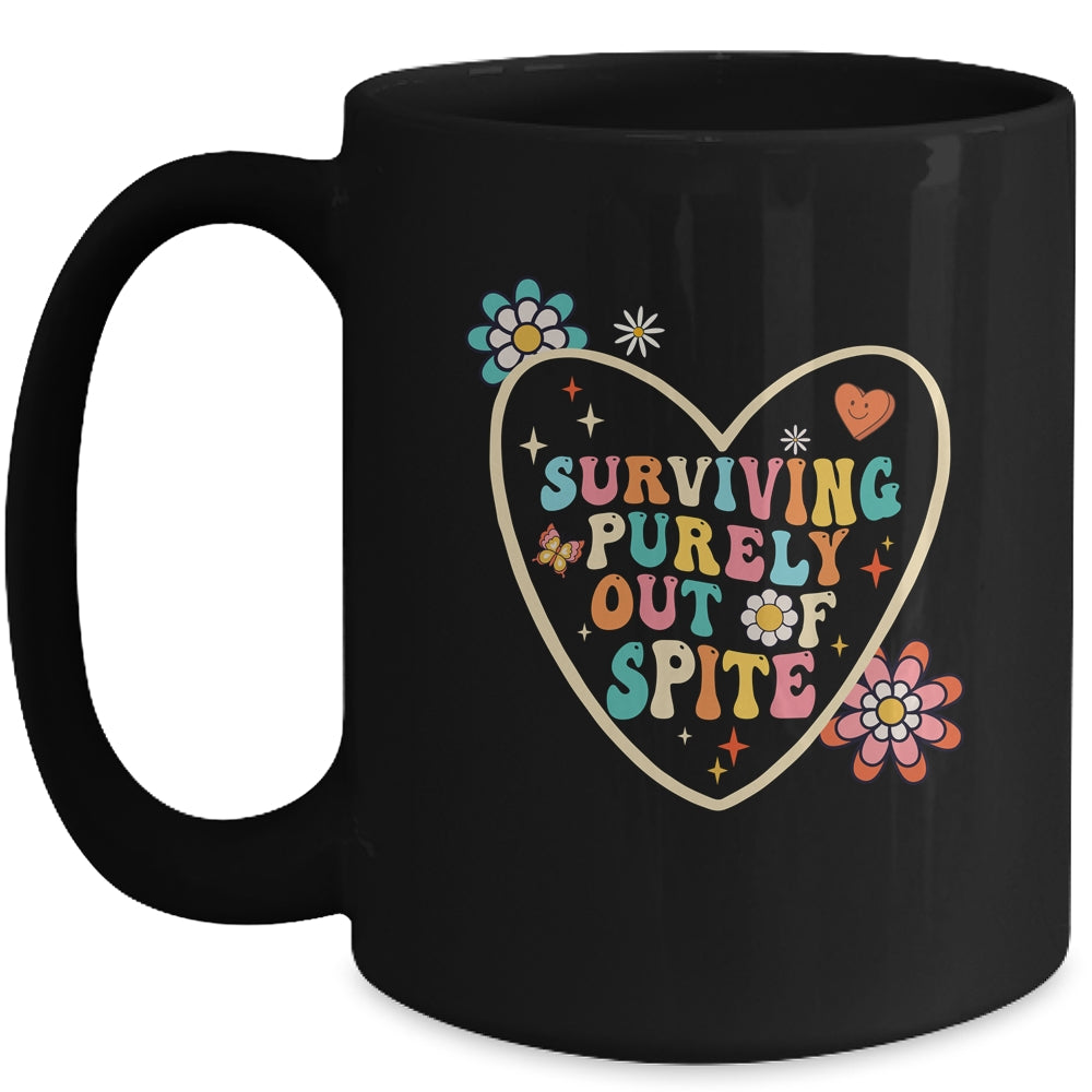 Groovy Surviving Purely Out Of Spite A Humorous Funny Joke Mug | siriusteestore