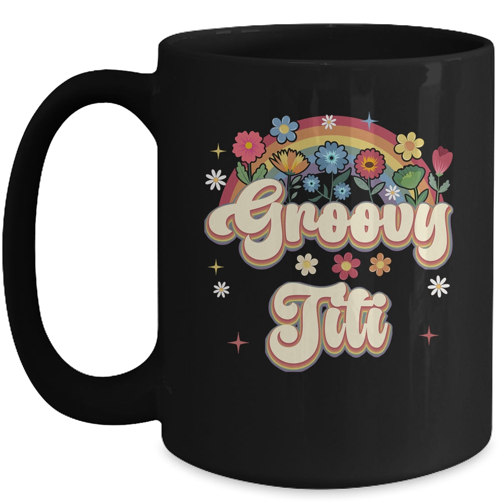 Groovy Titi Retro Hippie Peace Sign Floral Mothers Day Mug | siriusteestore