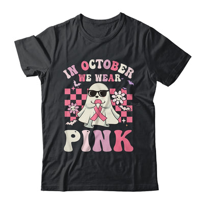 Groovy We Wear Pink Breast Cancer Awareness Ghost Halloween Shirt & Hoodie | siriusteestore