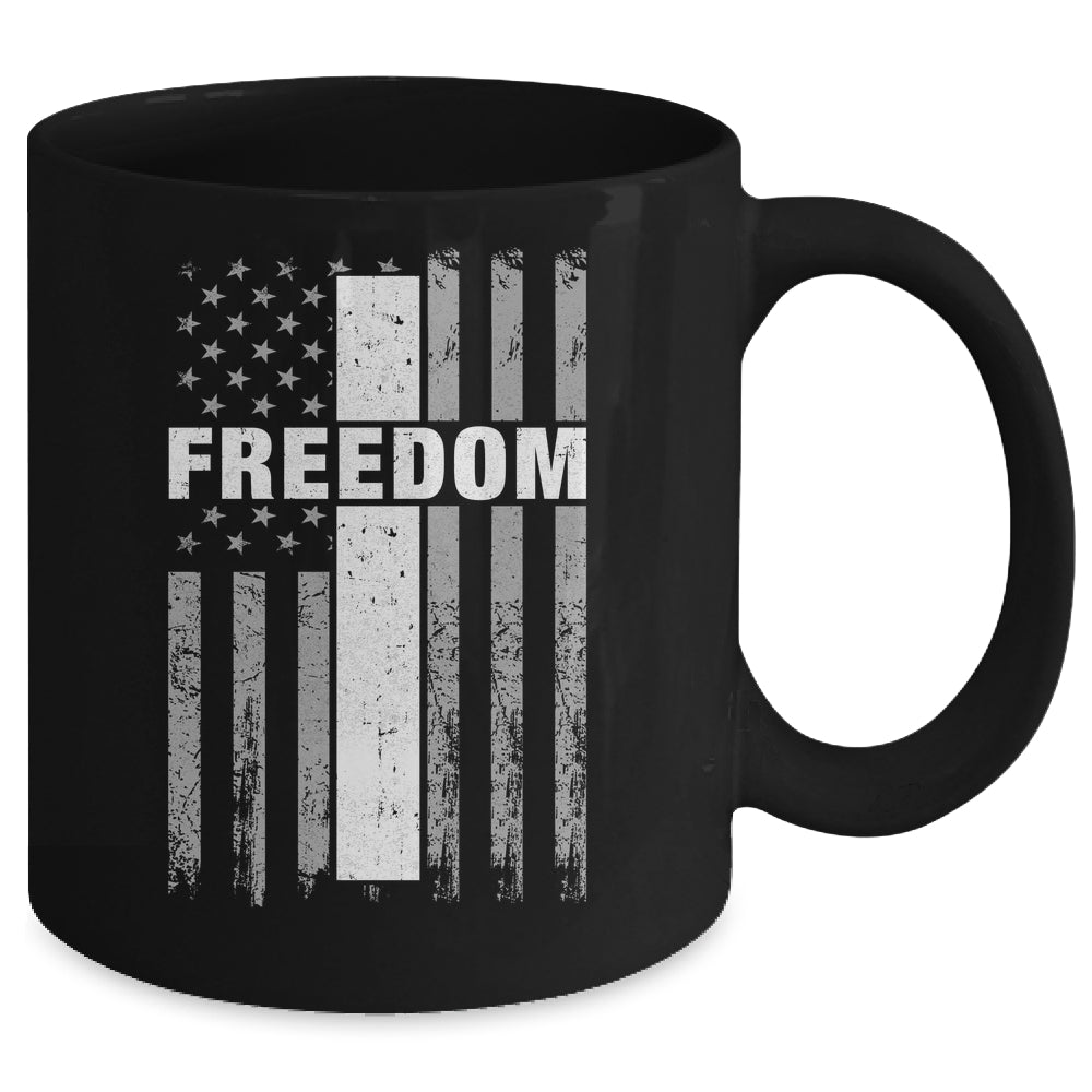 Grunge American Flag And Cross Faith Family Freedom Mug | siriusteestore