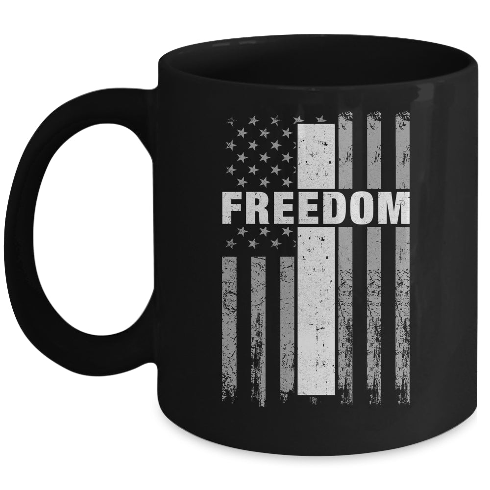 Grunge American Flag And Cross Faith Family Freedom Mug | siriusteestore
