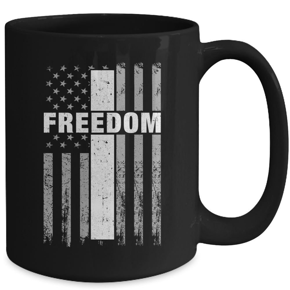 Grunge American Flag And Cross Faith Family Freedom Mug | siriusteestore