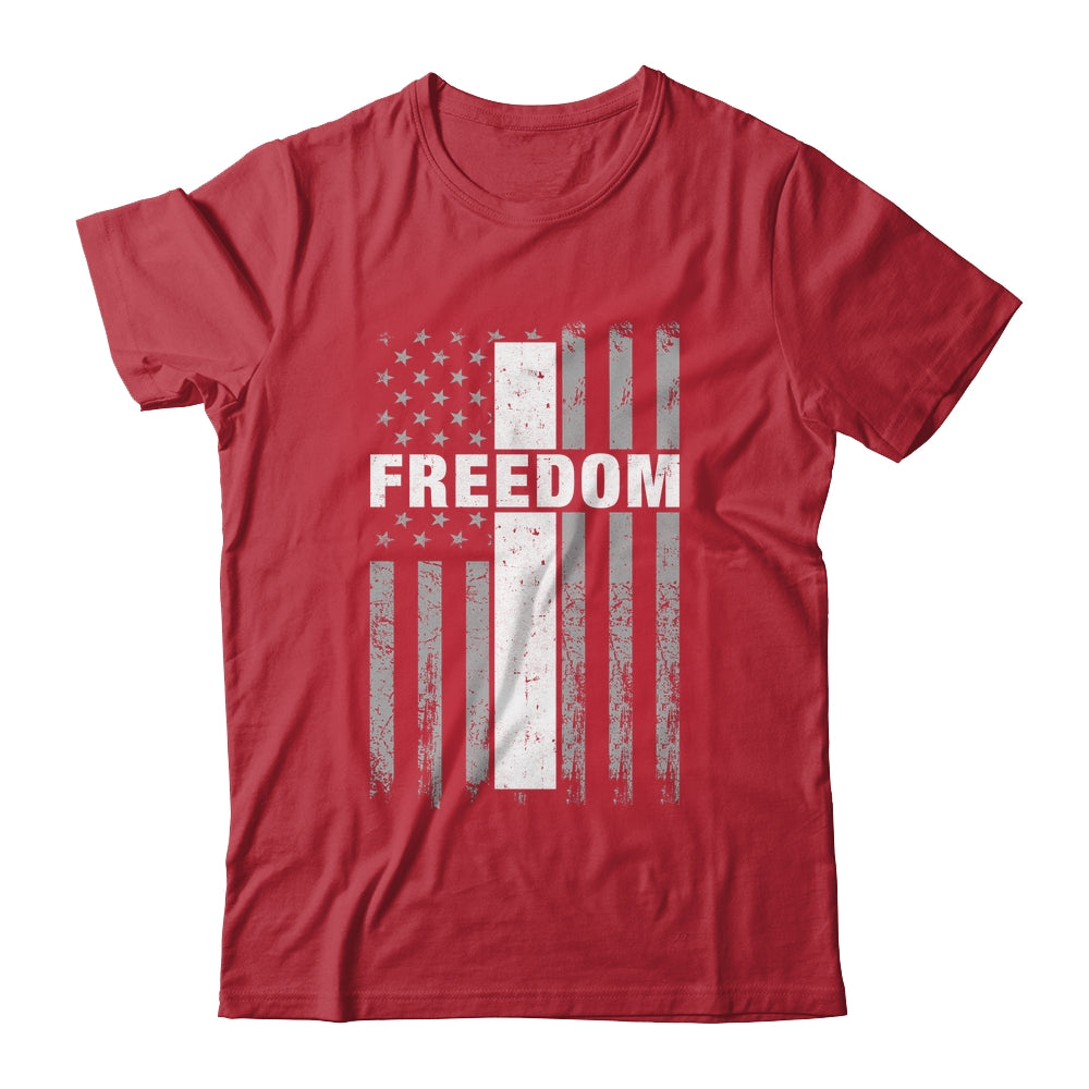 Grunge American Flag And Cross Faith Family Freedom Shirt & Hoodie | siriusteestore